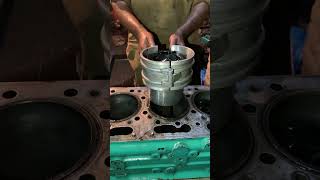 piston Assembling process into engineautomobile engine automobileengine engineoverhaul viral [upl. by Araik]