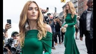 Paris Jackson looks effortlessly stylish in an off the shoulder green dress as she attends [upl. by Sterner]