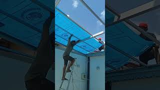 polycarbonate roof installation 😎🙂steelmaking shortvideo viral diy [upl. by Ardnac]