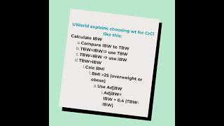 Choosing weight Calculating creatinine clearance NAPLEX Tips naplex pharmasist pharmacy [upl. by Darice453]