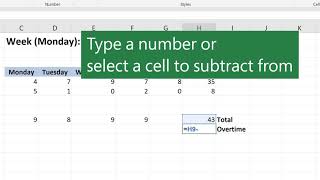 Subtraction in Microsoft Excel [upl. by Ardnak819]