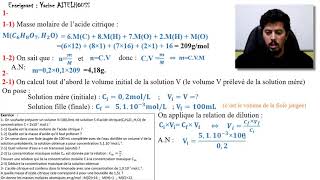 Exercice  Correction  Concentration molaire Tronc commun scientifique BIOF [upl. by Perot]