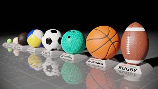 Sport balls size for different sports Comparison in 3D [upl. by Keller241]