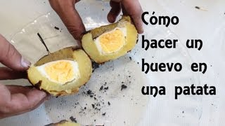 Cómo hacer un huevo en una patata  ESPECIAL Día en el campo [upl. by Dadirac852]