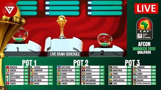 🔴 CAF AFCON Morocco 2025 Qualifiers Live Draw Schedule amp Pots Draw Results [upl. by Grekin]