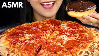 ASMR PEPPERONI PIZZA and BOSTON CREAM DONUT Eating Sound MUKBANG [upl. by Airtemad177]