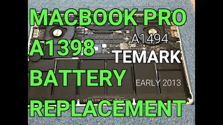 How to RemoveReplace a MacBook Pro Early 2013 A1398 A1494TEMARK Battery ReplacementReview [upl. by Turne]