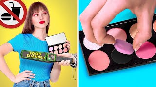 HOW TO SNEAK FOOD  When Food is Your BFF Cool Hacks to Sneak Makeup and Candies by 123 GO Series [upl. by Harobed]