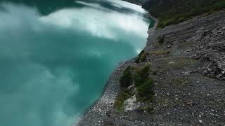 Lai da Marmorera FPV drone Switzerland lake blue algae forest mountains [upl. by Kristyn188]