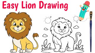 How to draw lion step by step ll Easy lion 🦁 Drawing ll Easy Drawing Day [upl. by Enawd]