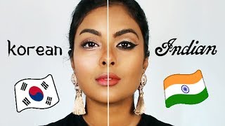 Indian Makeup Vs Korean Makeup [upl. by Nickolai]