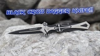 Tac Force Medieval Black Cross Dagger Style Folding Knife Review [upl. by Noet]