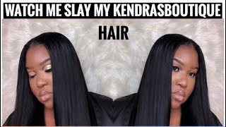 WATCH ME STYLE MY KENDRASBOUTIQUE HAIR  Bodywave bundles straighten [upl. by Haskins]