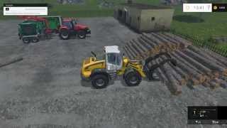 Farming Simulator 15 Timber Truck Unload Wheelloader [upl. by Diantha]