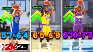 NBA 2K25 BEST JUMPSHOTS FOR ALL HEIGHTS BUILDS amp 3PT RATINGS [upl. by Leland660]