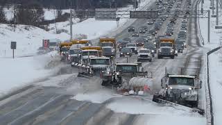 SNOW REMOVAL 2021 SNOW PLOW CONVOY Bridge view [upl. by Bullock]