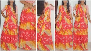 How to drape simple saree in lehenga style  saree tutorial  lehenga style saree draping [upl. by Linnet337]