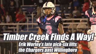 Timber Creek 24 Willingboro 20  HS Football  West Jersey Football League  Erik Worley PickSix [upl. by Heathcote]