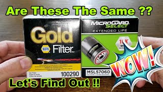 Napa Gold Oil Filter 100290 vs MicroGard Select Oil Filter MSL57060 Oil Filter Comparison [upl. by Llennod]