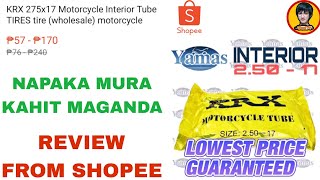 INTERIOR TUBE TIRE MOTORCYCLE KRX REVIEW from SHOPEE [upl. by Kragh920]