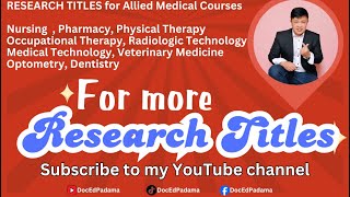 ALLIED MEDICAL RESEARCH TITLES [upl. by Oht]