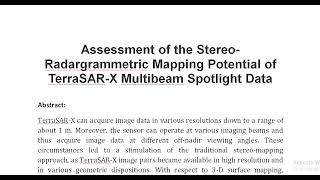 Assessment of the Stereo Radargrammetric Mapping Potential of TerraSAR X Multibeam Spotlight Data [upl. by Isolt]