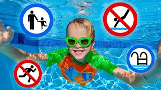 Chris learns safety rules in the pool  Useful story for kids [upl. by Attennhoj]