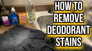 EASY CHEAP QUICK HOW TO REMOVE DEODORANT STAINS FROM DARK CLOTHES  Remove Armpit Stains [upl. by Eural]