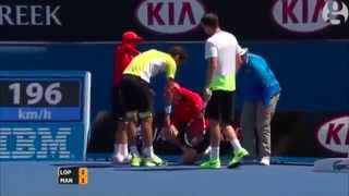 Ball Boy Hit in Groin at Australian Open  Ouch [upl. by Ynnad207]