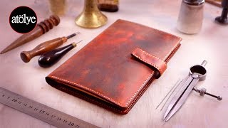 making a leather journal notebook cover  Pull Up leather  how its made [upl. by Arvid]