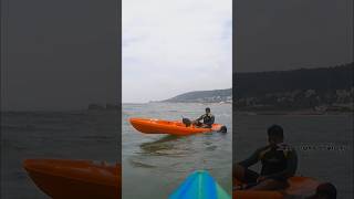 While traveling in the sea our kayak capsized ytshorts latestpost trending kayak vizagbeach [upl. by Dnomrej]