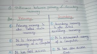 Difference between Primary and secondary Memory  Main memory  Auxiliary Memory  what is memory [upl. by Michelle637]