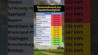 Stromverbrauch pro Person und Bundesland [upl. by Ahgem]