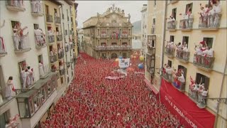 Thousands take part in 2023 Running of the Bulls [upl. by Foulk383]