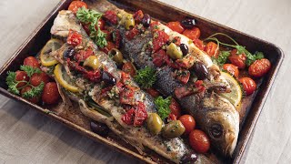 Easy Oven Grilled Whole Fish  Roasted Branzino Recipe [upl. by Aedni459]