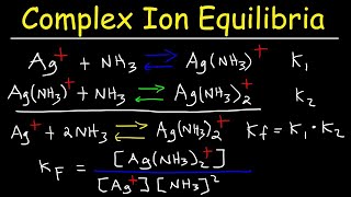 Complex Ion Equilibria  Stepwise Formation Constant Kf amp Ksp Molar Solubility Problems [upl. by Aiet784]