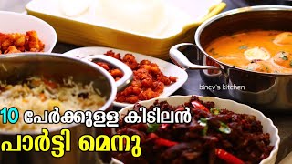 അടുക്കള കാണൽ പാർട്ടി മെനു  Party Menu Malayalam  Dinner Party Menu  Kerala Birthday Party Menu [upl. by Anaidni214]