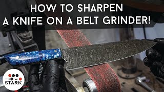 The Fastest Way to Sharpen a Knife  How to Sharpen a Knife On a Belt Sander  Knife Making Tip [upl. by Ceevah]