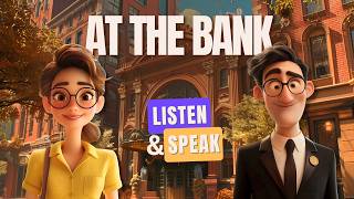 English Conversation At The Bank  Shadowing English Speaking Practice [upl. by Nealson]