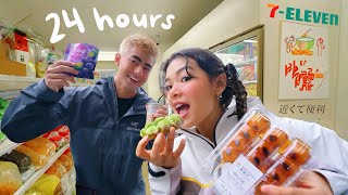 eating ONLY Japanese convenience foods for 24 HOURS 🍜 [upl. by Aiouqes]