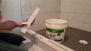 Shower pan and wall grout Curb tile Затирка швов плитки [upl. by Slater]