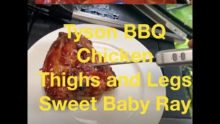 Tyson BBQ Chicken Legs and Thighs Gas Grill Sweety Baby Ray Sauce Tyson BBQ Chicken Sweet Baby Ray [upl. by Seraphina]