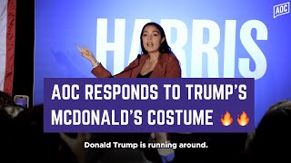 AOC responds to Trumps McDonalds costume  Alexandria OcasioCortez [upl. by Alacim]