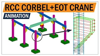 EOT crane support details  Rc column corbel reinforcements  3d animation of Rc Corbel  Greyspace [upl. by Atiuqihs620]