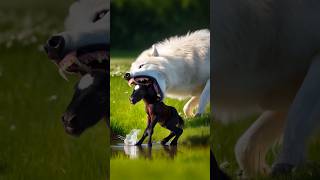 Snow wolf catch a baby foal mother save him motherslove foal snowwolfff horse animalfeeling [upl. by Laddy421]