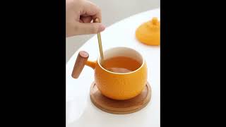 Orangeshaped ceramic mug coffeemug [upl. by Bornstein]