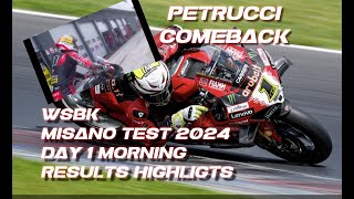 misano WSBK 2024 test day1 session 1 highlights Petrucci recovery comeback ducati vs bmw [upl. by Suirtemid777]