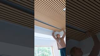 Installing acoustic slat panels on a ceiling slatwall interiordesign diy [upl. by Ines829]