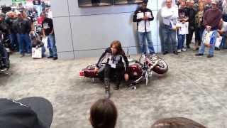 woman teaches how to tip up a Harley alone [upl. by Napier376]