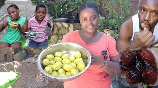 STEW JUNE PLUM EAT IT BY ITSELF OR WITH CRACKERS amp BREAD DELICIOUS😋😋😋😋 [upl. by Ahseirej]